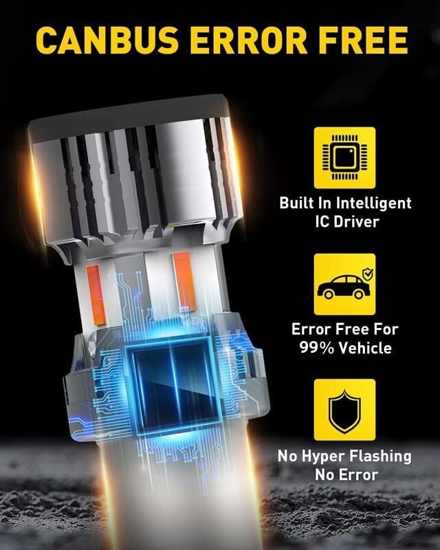 2025 Upgraded 1156 LED Turn Signal Bulbs - 4000LM Super Bright Amber Yellow