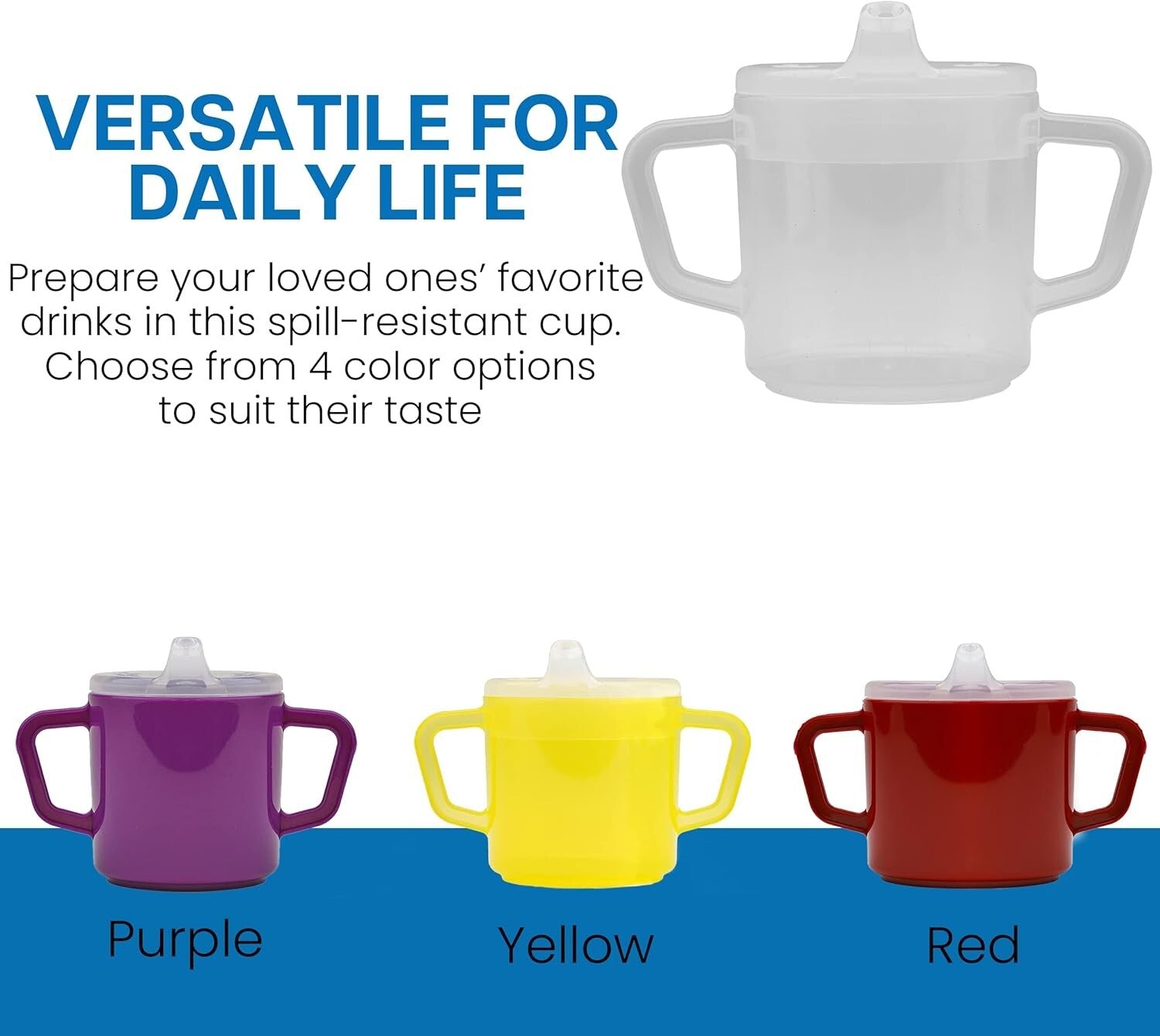 Easy Grip 8oz Adult Sippy Cup - Spill-Resistant, Perfect for Limited Mobility