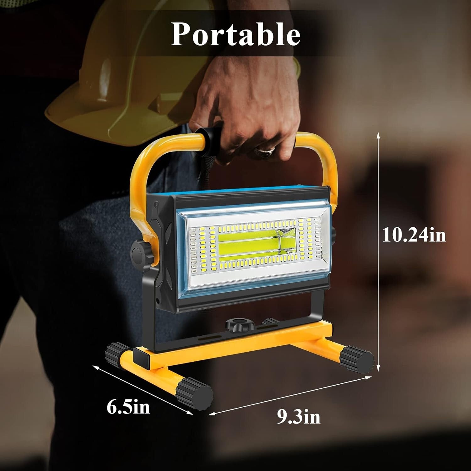 Ultra Bright 7000LM Waterproof Work Light with Rechargeable Battery for Outdoors
