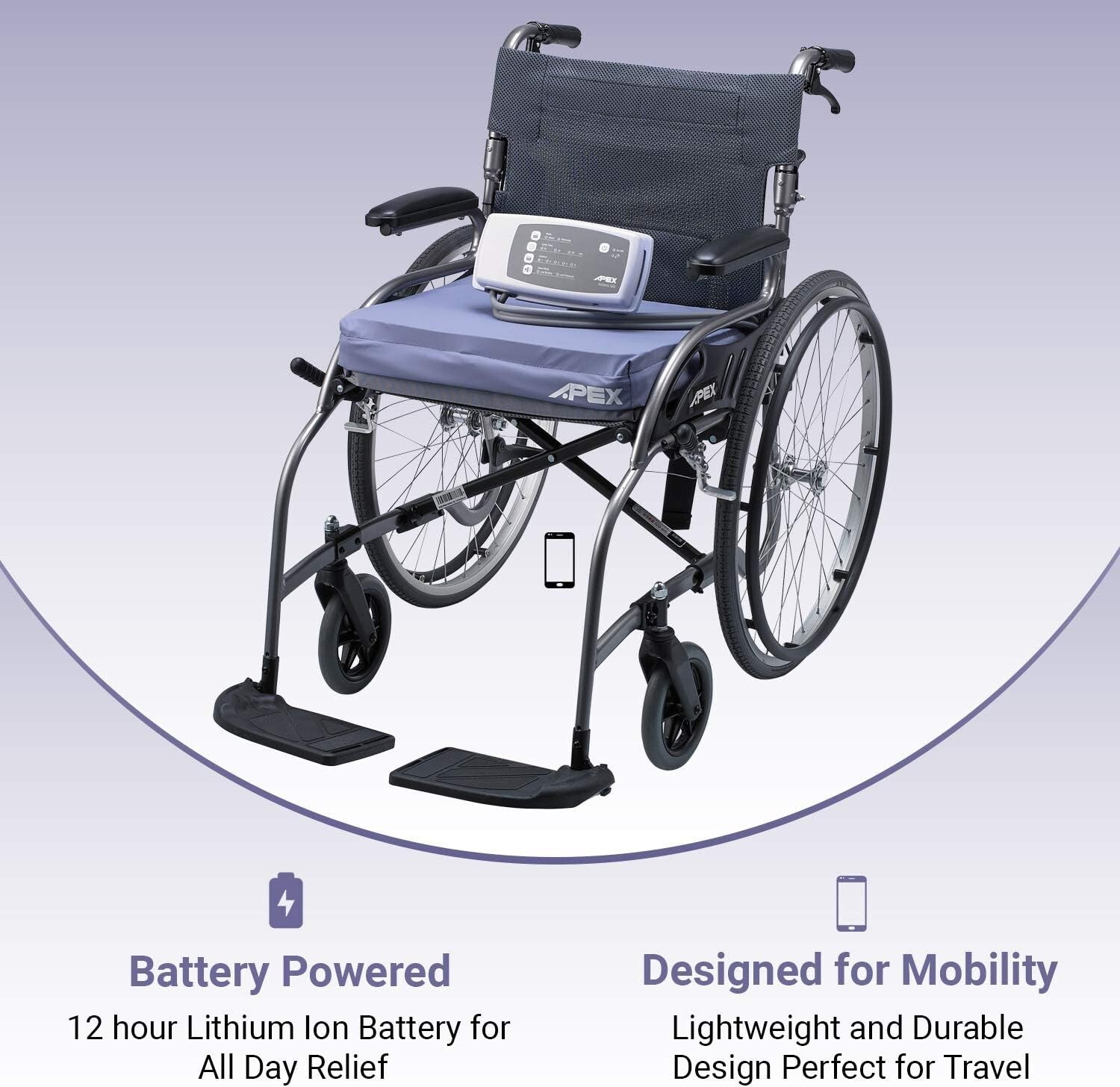 MobiCushion 17" x 17" Pneumatic Wheelchair Cushion - Pressure Relief & Comfort
