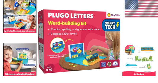 AR Educational Word Game Kit - Plugo Letters with 48 Tiles for Ages 4-10