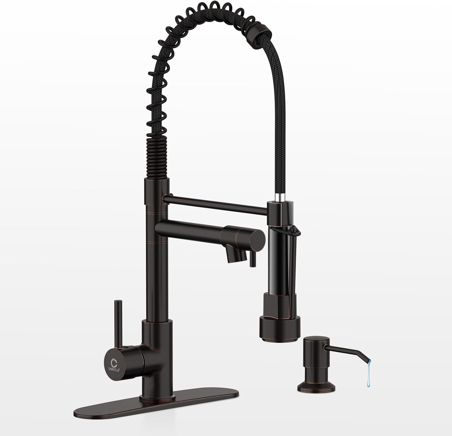 Elegant Oil Rubbed Bronze Kitchen Faucet with Soap Dispenser & Pull Down Sprayer
