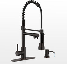 Load image into Gallery viewer, Elegant Oil Rubbed Bronze Kitchen Faucet with Soap Dispenser &amp; Pull Down Sprayer