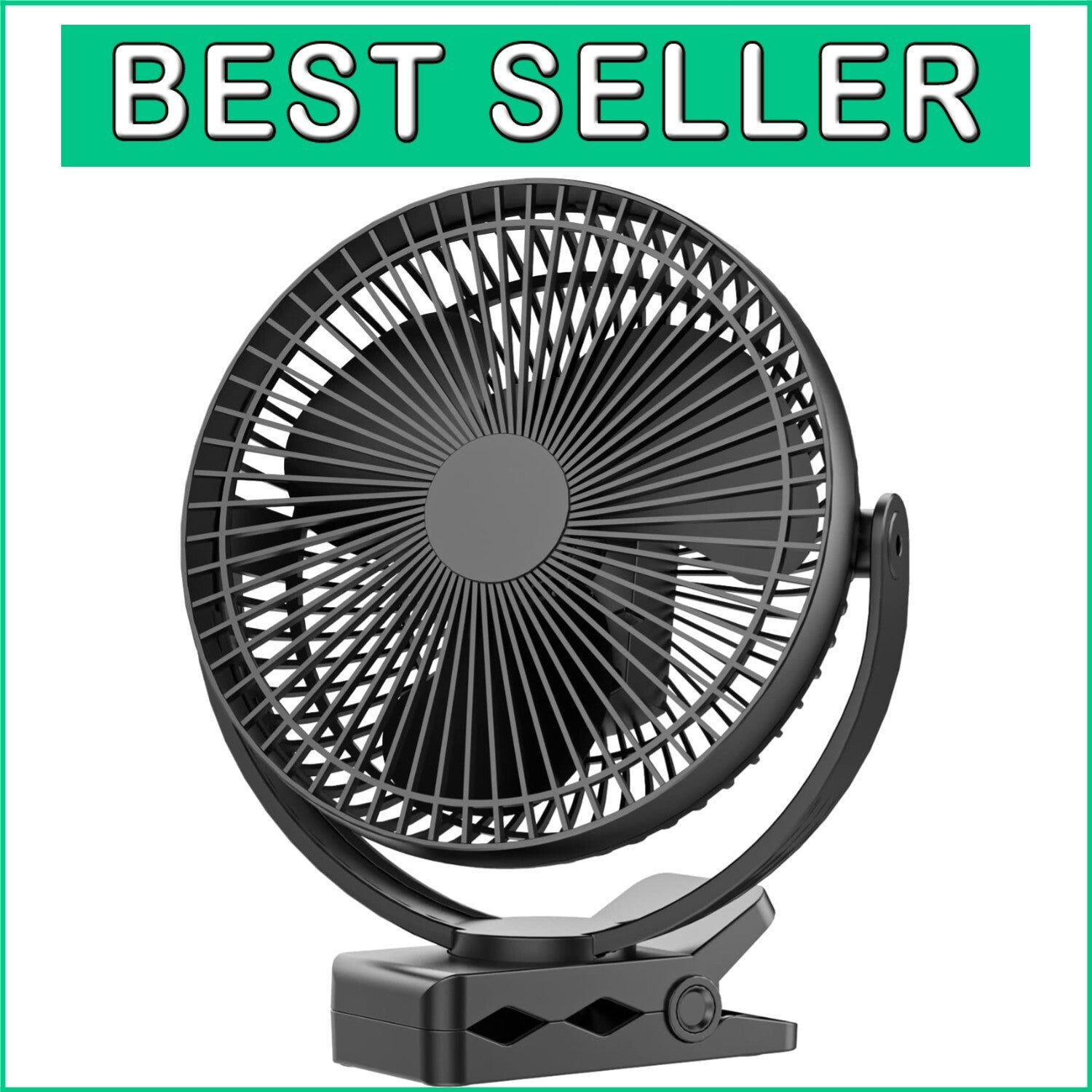 8-Inch Quiet Clip Fan, USB Rechargeable with 10000mAh Battery - Portable Comfort