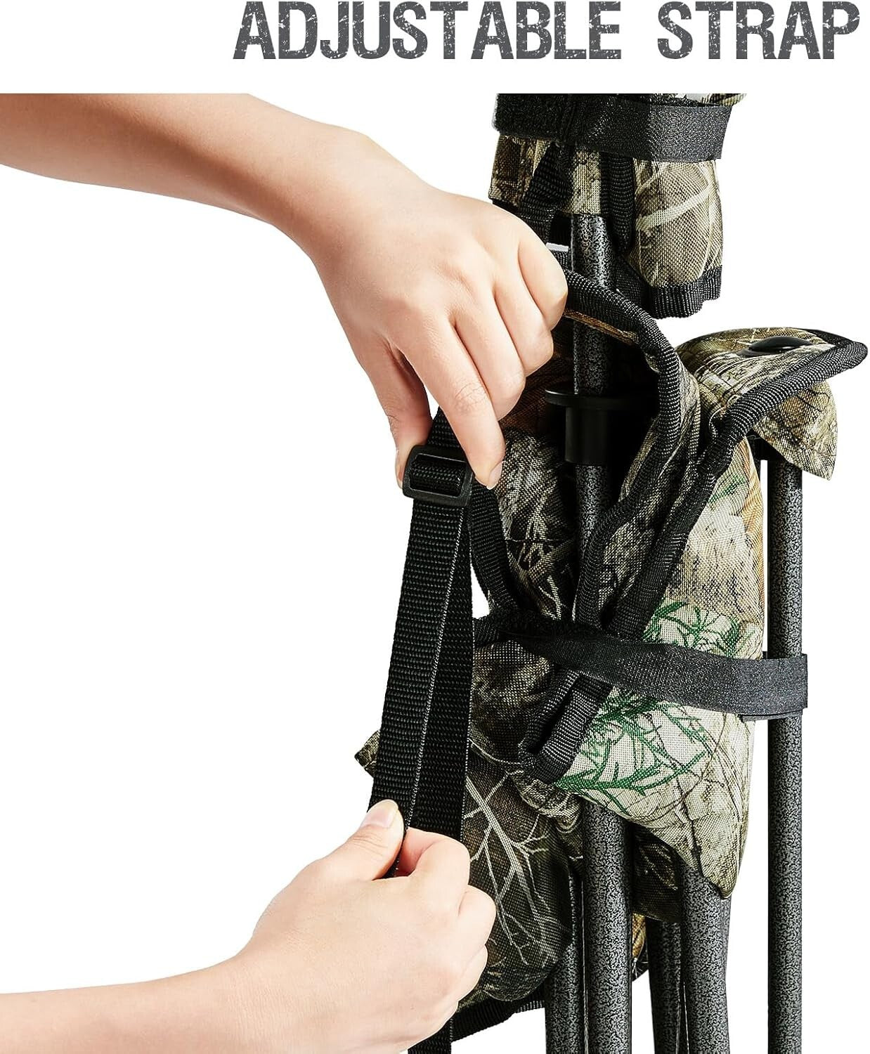 Lightweight Camo Tripod Stool with Backrest - Portable Camping Chair for 225 lbs