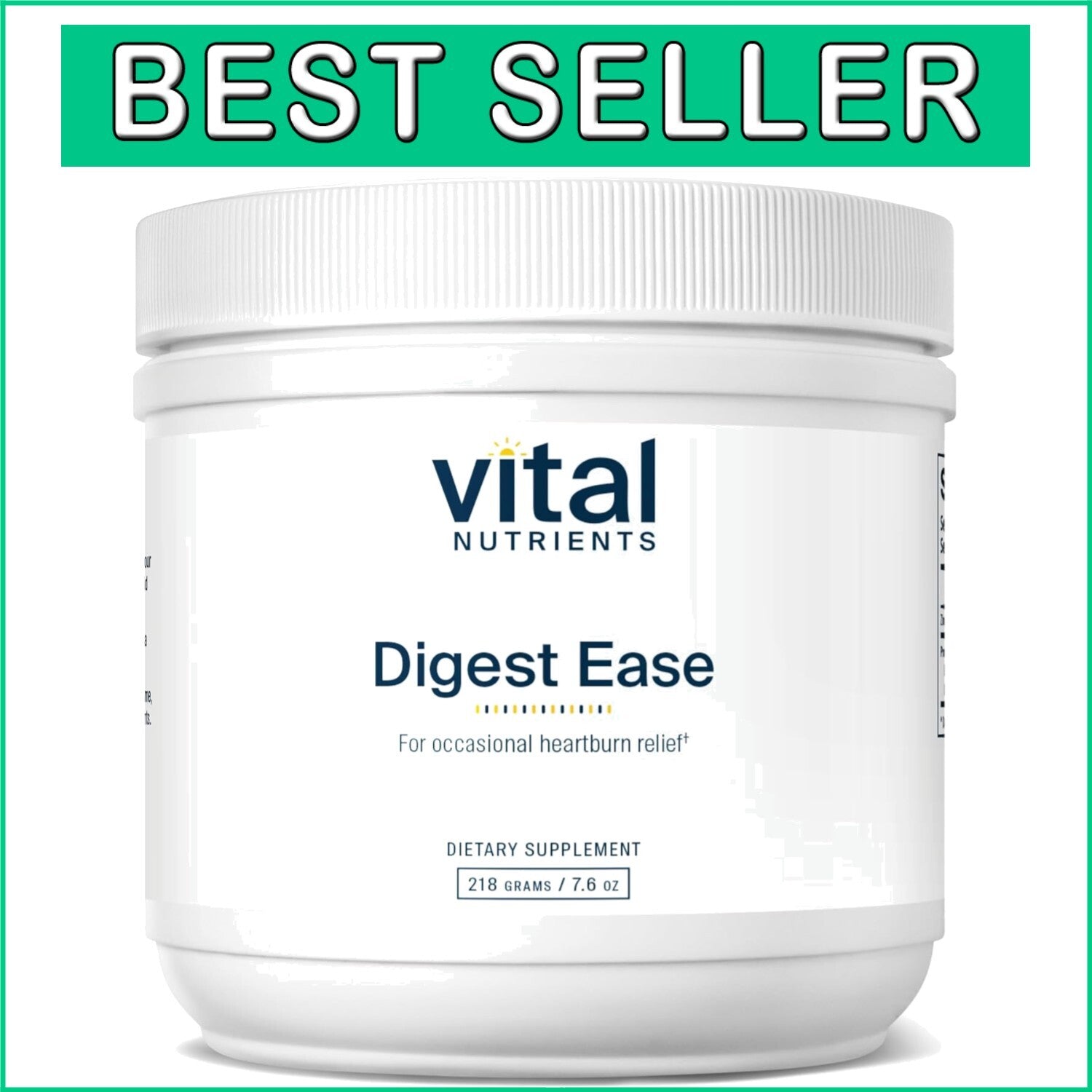 Digest Ease Natural Heartburn Relief Powder - 50 Servings of Gluten-Free Comfort