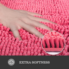 Load image into Gallery viewer, Soft Absorbent Chenille Bath Mat 36 x 60 - Non-Slip Runner in Vibrant Hot Pink
