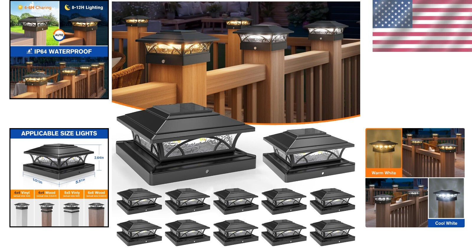 Durable IP64 Waterproof Solar Post Lights - Easy Install for All Outdoor Posts