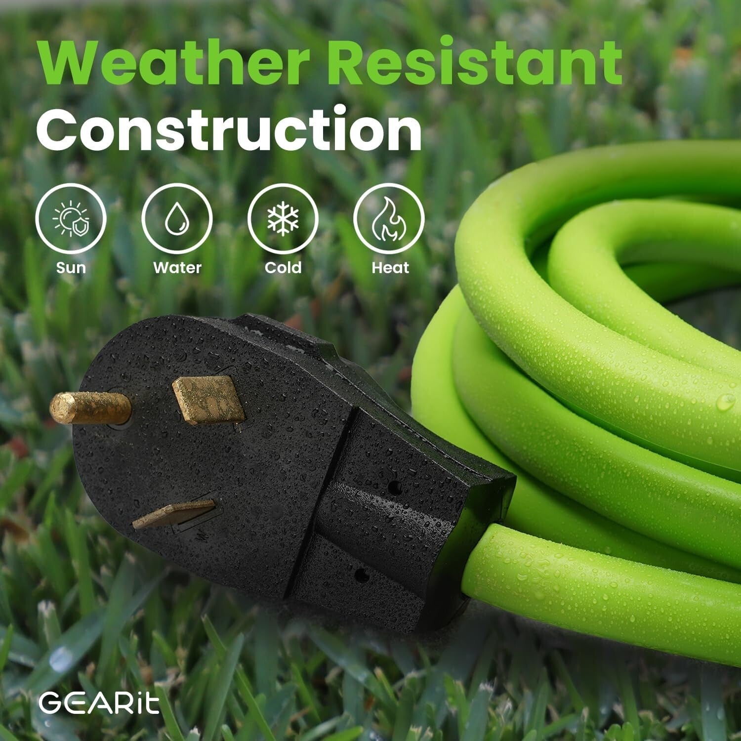 Premium 30 Amp RV Extension Cord 100ft - Bright Green TT-30 Plug for Safety