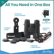 Load image into Gallery viewer, Versatile 12x42 Binoculars with Phone Adapter - Ideal for Travel &amp; Sports