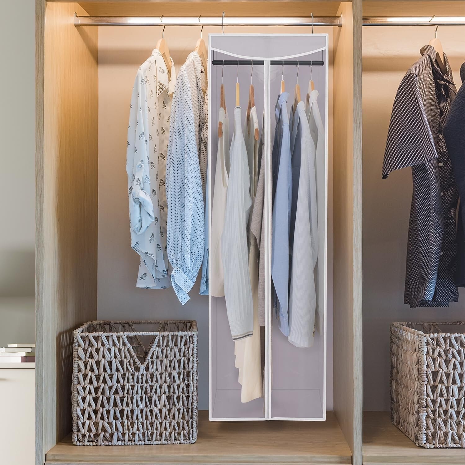 2-Pack Large Hanging Garment Bag with Zipper - Dust-Proof Clothes Protector