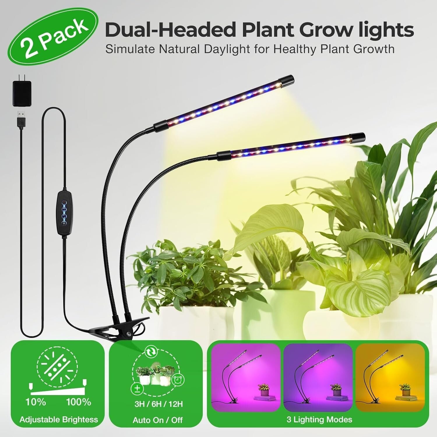 7-Tier Indoor Plant Stand with Adjustable Grow Lights - Elegant Half-Moon Design