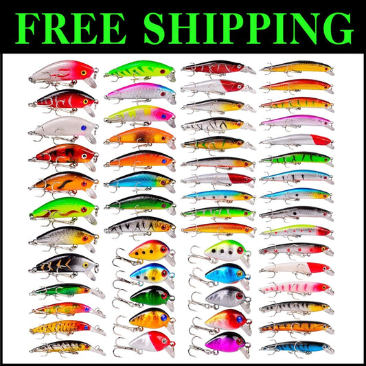 Versatile 56-Piece Fishing Lure Collection - Perfect for Freshwater & Saltwater