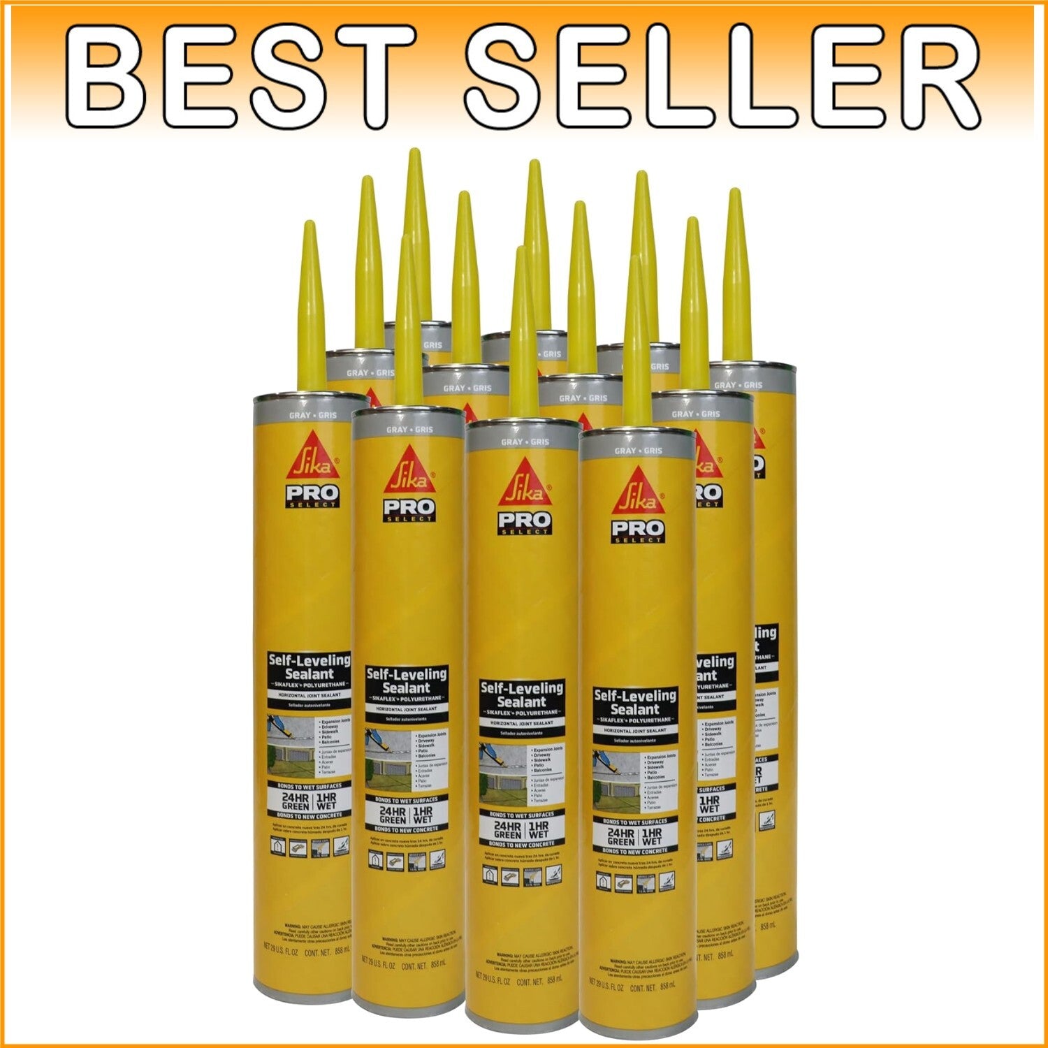 29 Oz Gray Waterproof Self-Leveling Sealant - 12 Pack for Indoor/Outdoor Use