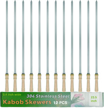 Load image into Gallery viewer, Heavy-Duty 304 Stainless Steel BBQ Skewers - Safe &amp; Easy Grilling Set of 12