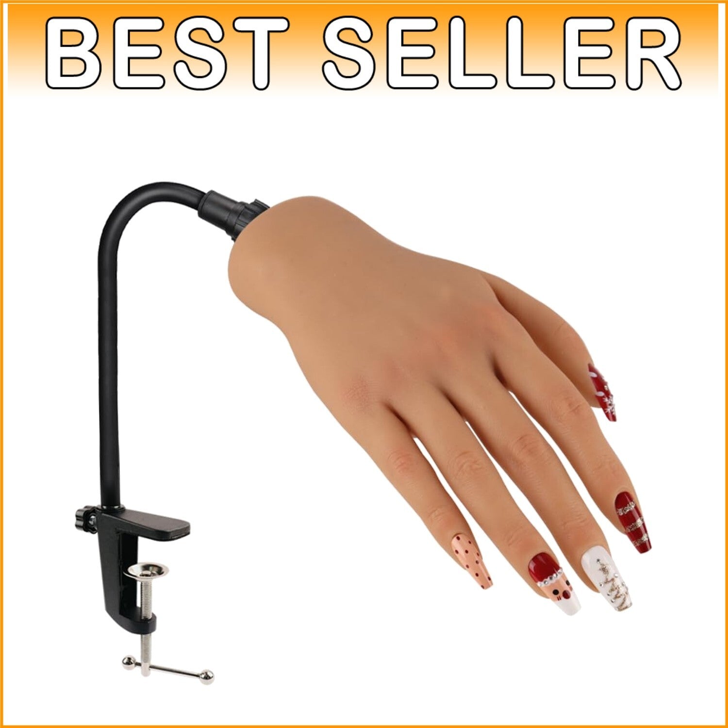 Flexible Silicone Nail Practice Hand with Stand - Perfect for Acrylic Art