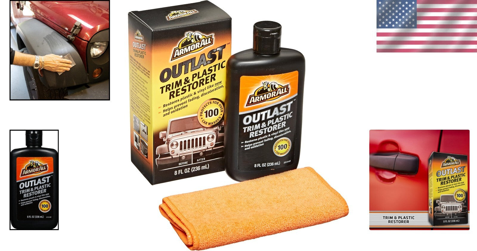Outlast 8 Oz Trim Restorer - Liquid Cleaner for Cars & Motorcycles, Pack of 6