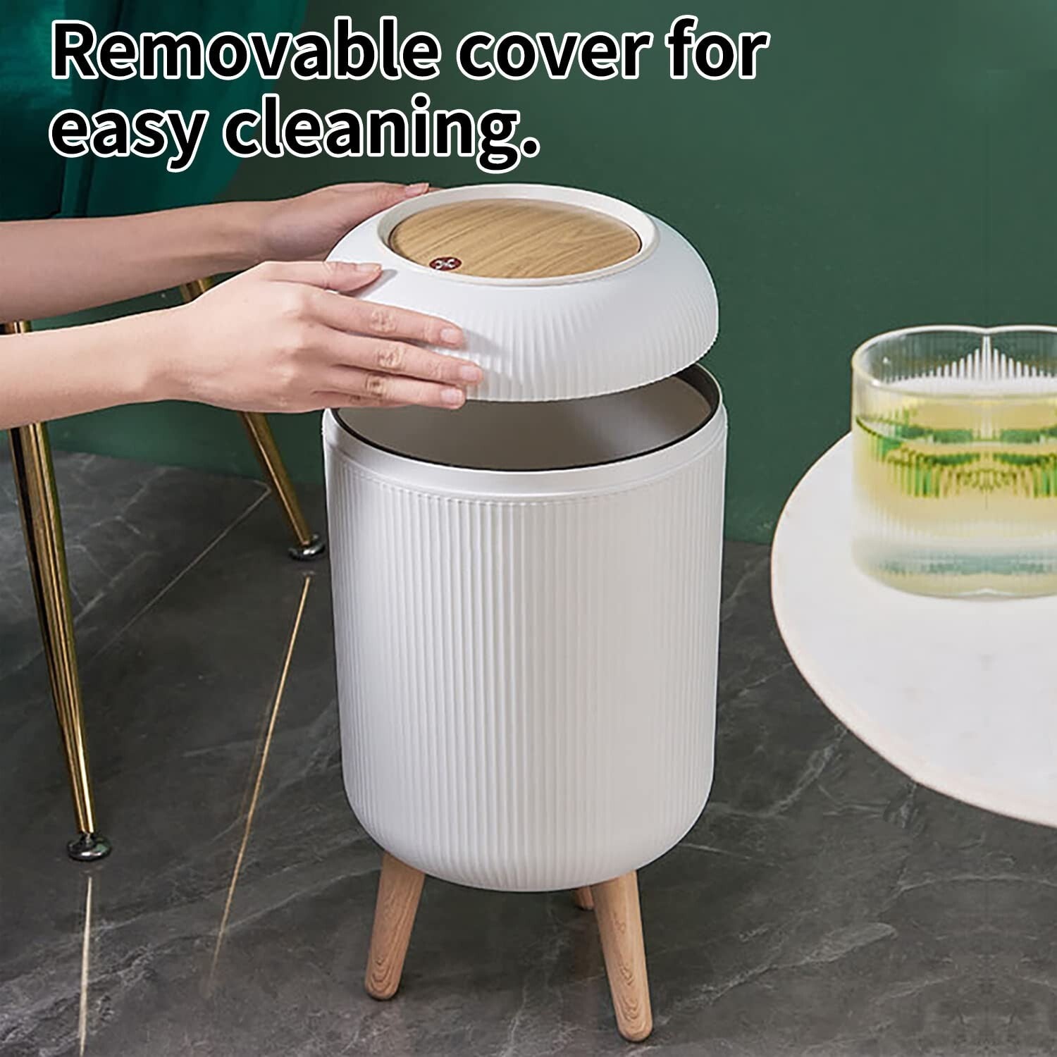 Stylish 10L Round Trash Can with Odor-Proof Lid - Easy Maintenance Solution