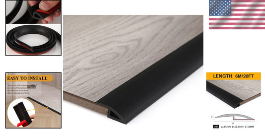 Durable Self-Adhesive Floor and Carpet Transition Strip - 20FT Black Edging