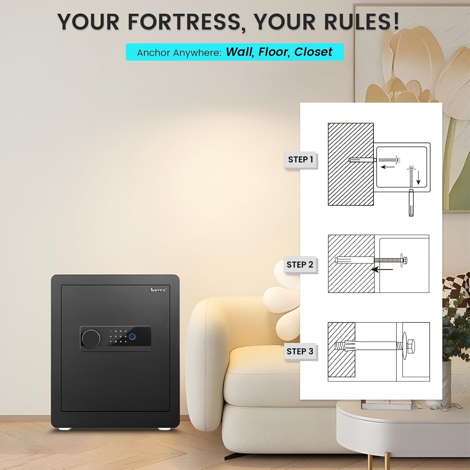 2.0 Cu. Biometric Fingerprint Safe Box with Touchscreen - Ultimate Protection