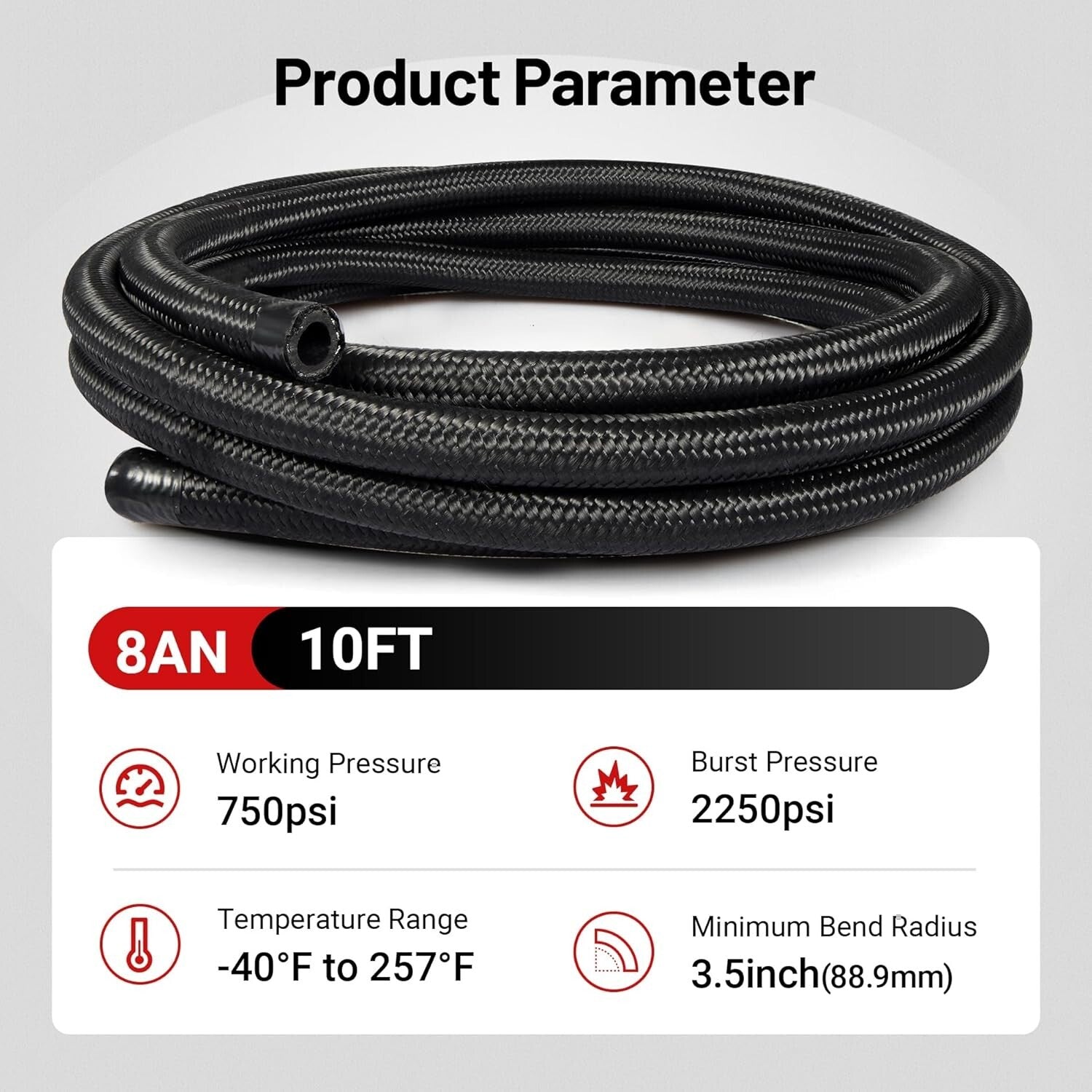 High-Pressure 10FT AN8 Braided Fuel Hose - Nylon and CPE for Premium Performance