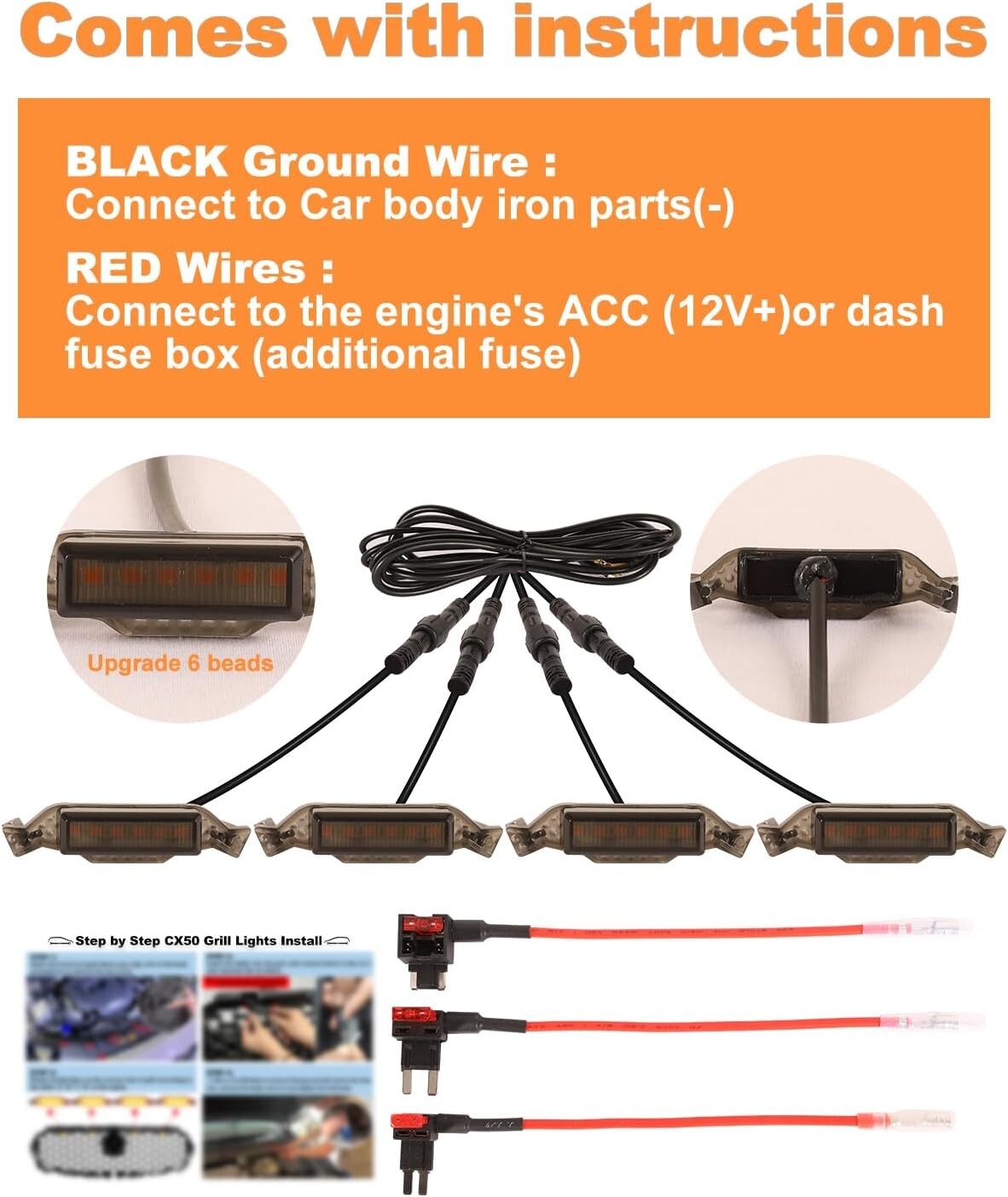 Weatherproof Yellow LED Grille Lights for 2025 Mazda CX-50 - Stylish & Safe