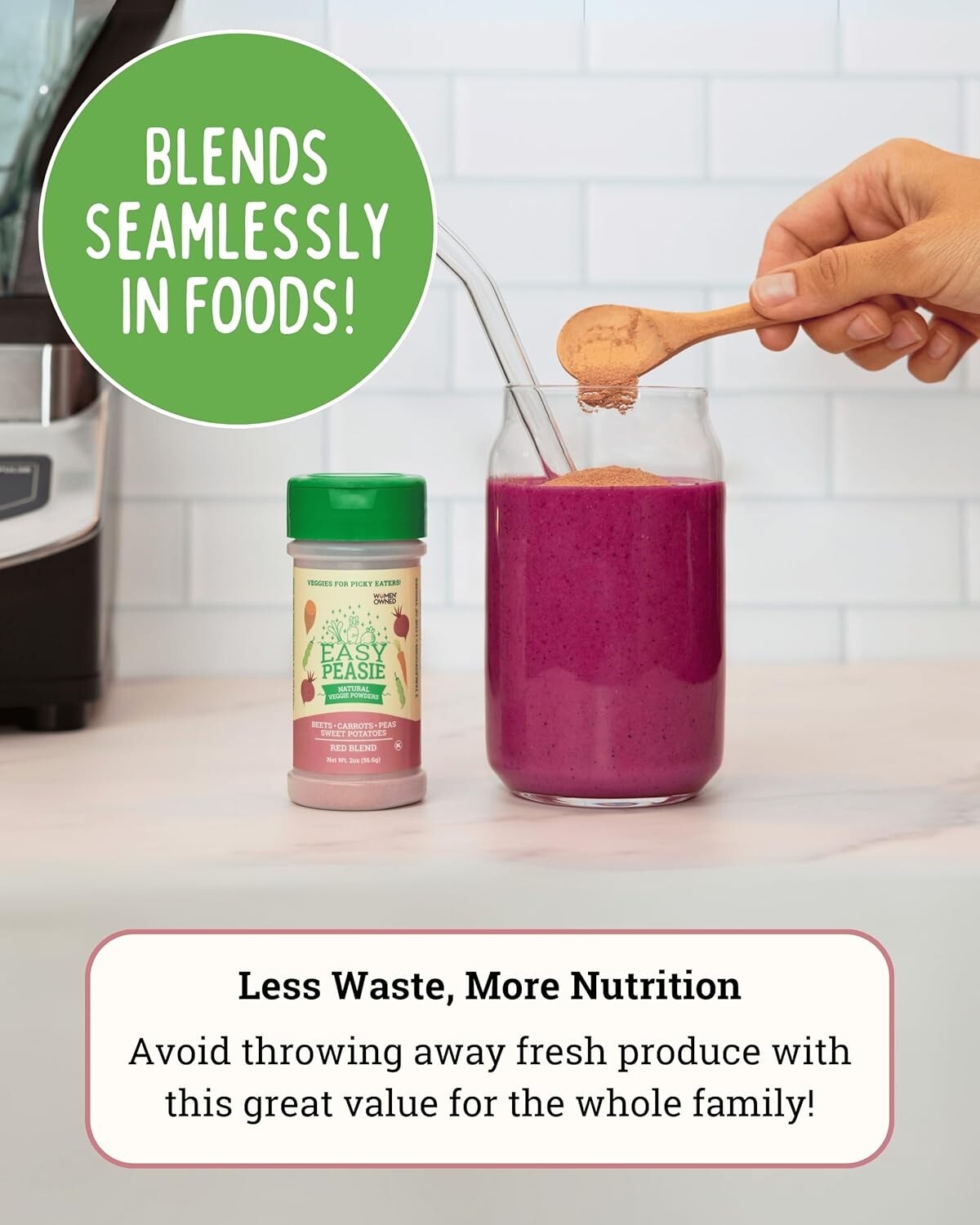 Easy Peasie Hidden Veggie Powder 3-Pack for Picky Eaters - Original, Green, Red