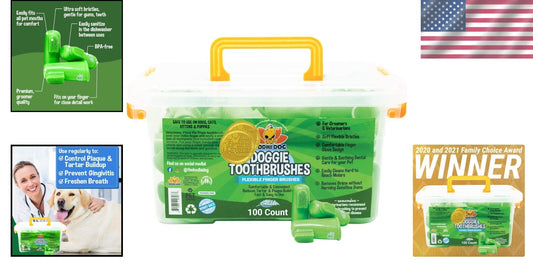 Pet Finger Toothbrush with Built-In Tongue Scraper - Clean Teeth & Fresh Breath