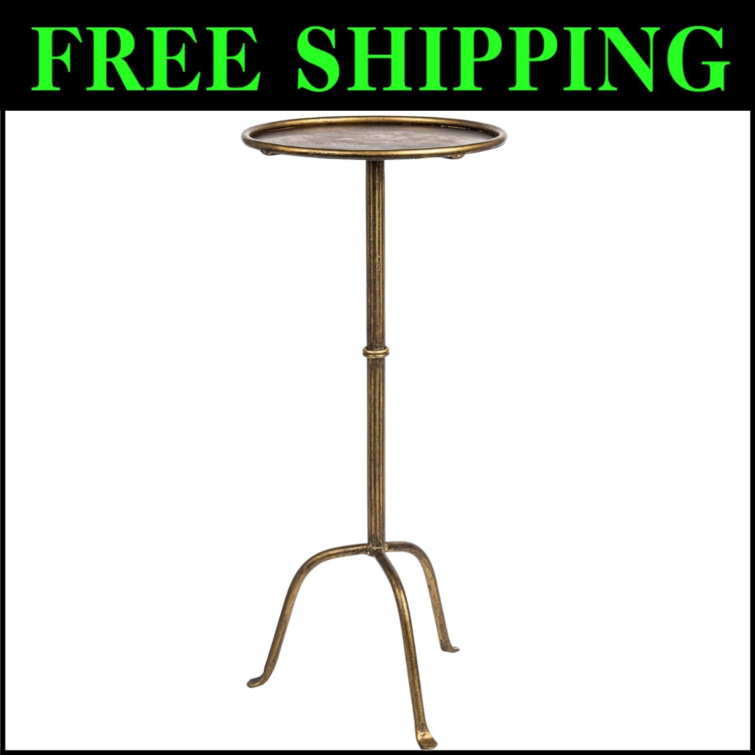 Durable Antique Brass Cocktail Side Table - 12.5 Inches of Timeless Style