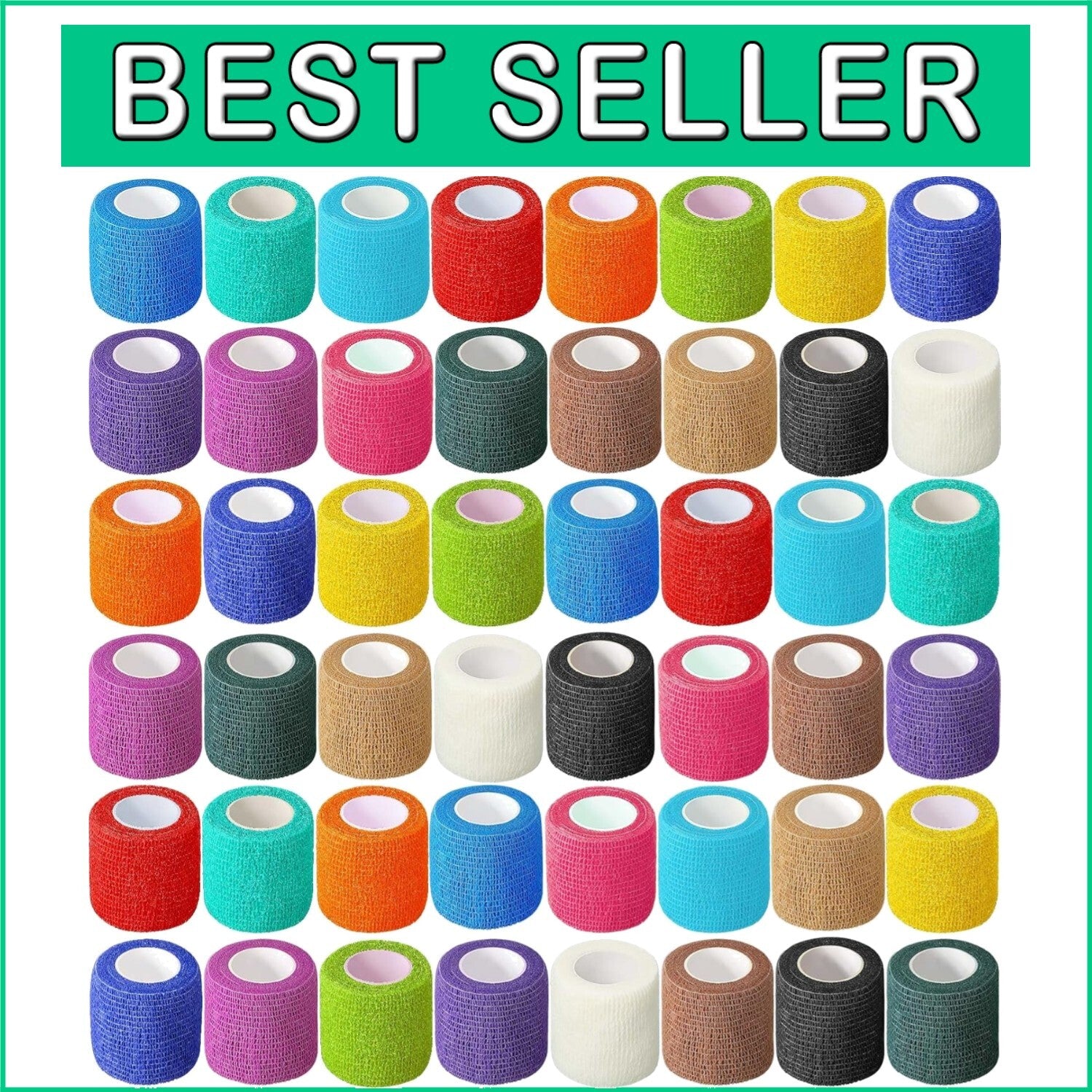 Durable 96 Pack Self-Adhesive Bandage Wraps - Perfect for Sports and Recovery