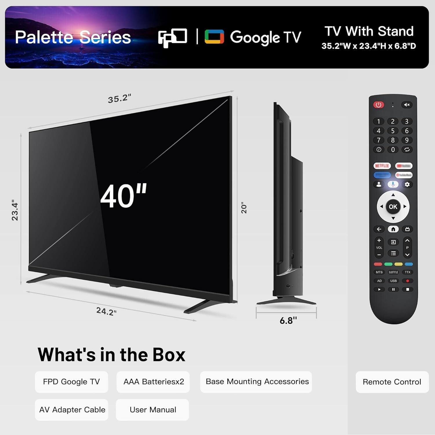 Elegantly Compact 40-Inch Smart TV with 1080p HDR & Google Assistant Integration