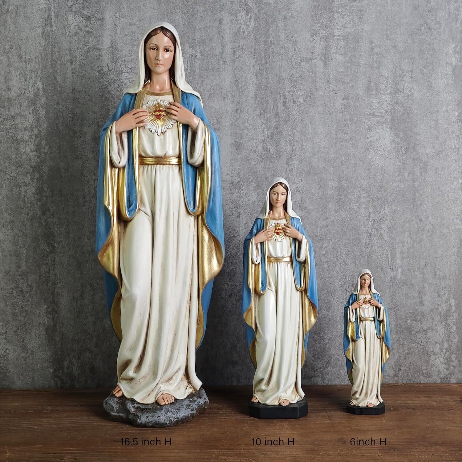 Stylish 16.5" Renaissance Mary Statue - Artistic Stone Resin for Faithful Spaces