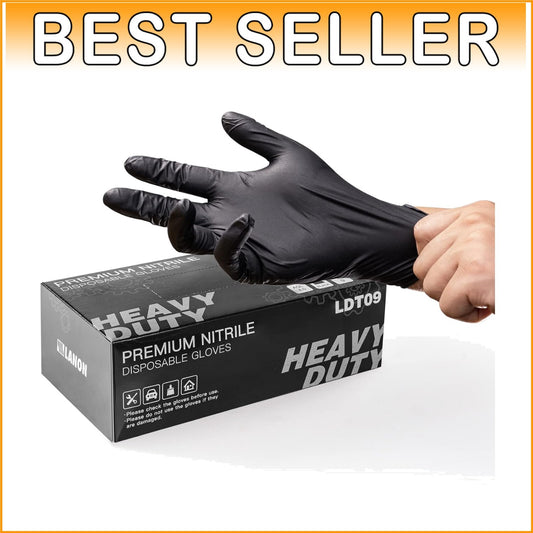 6-Mil Heavy-Duty Black Nitrile Disposable Gloves - Food-Safe, 1000 Pack, Small