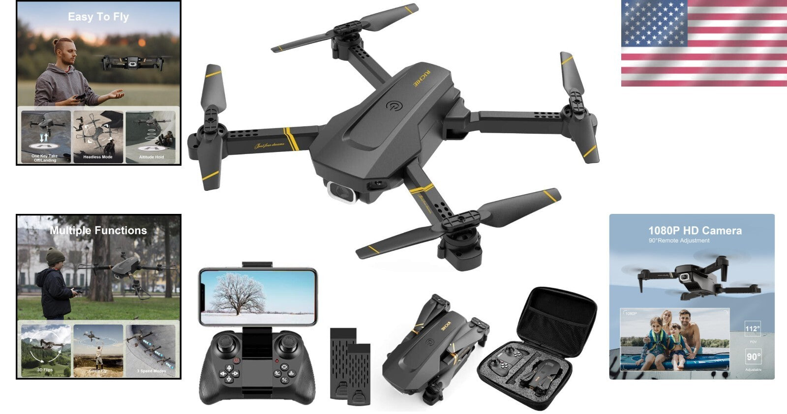 1080P HD FPV Quadcopter Drone - Compact, Foldable & Perfect for All Skill Levels