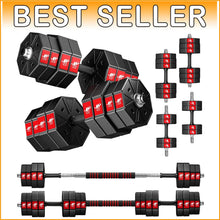 Load image into Gallery viewer, Multifunctional 3 in 1 Dumbbell &amp; Barbell Set - 88Lbs Adjustable Weight Kit