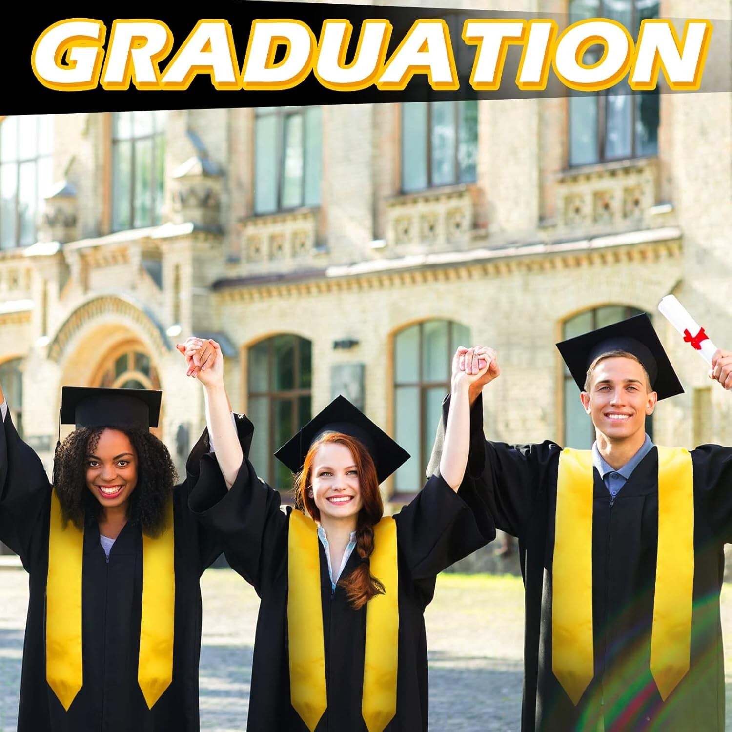 Bulk 12-Pack Unisex Graduation Stoles - Customizable 70-Inch Satin Sashes