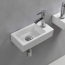 Load image into Gallery viewer, Small Wall-Mounted Ceramic Sink with Polished Finish - Elegant &amp; Space-Saving