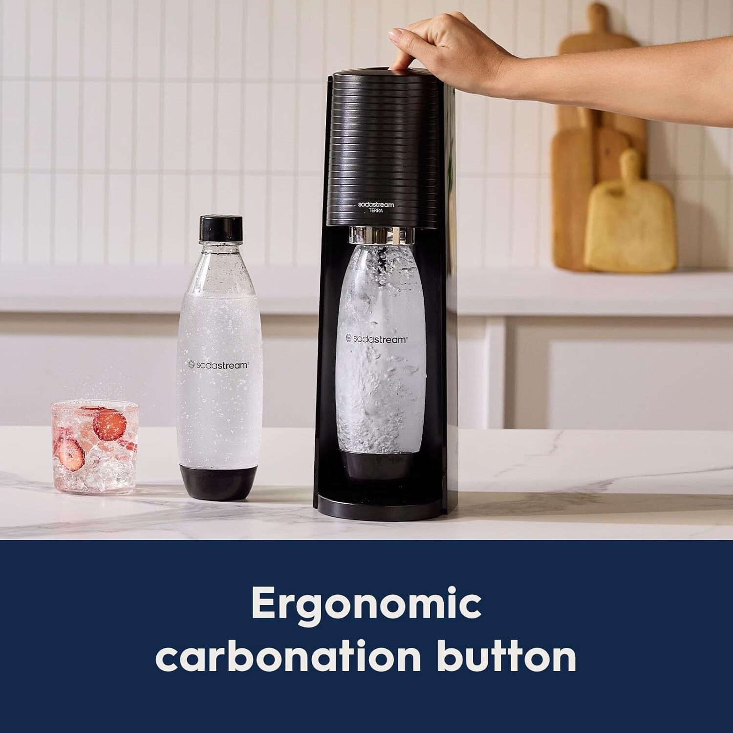 Elegant Misty Blue Sparkling Water Maker - CO2 Included for Effortless Hydration