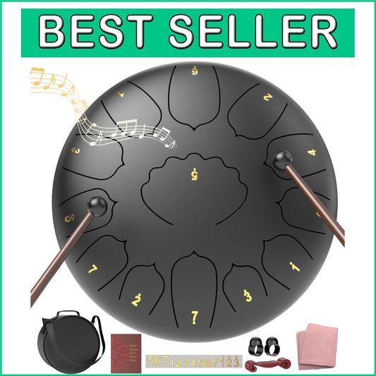 13 Note Steel Drum 12" - Musical Experience for All Ages with Mallets Included