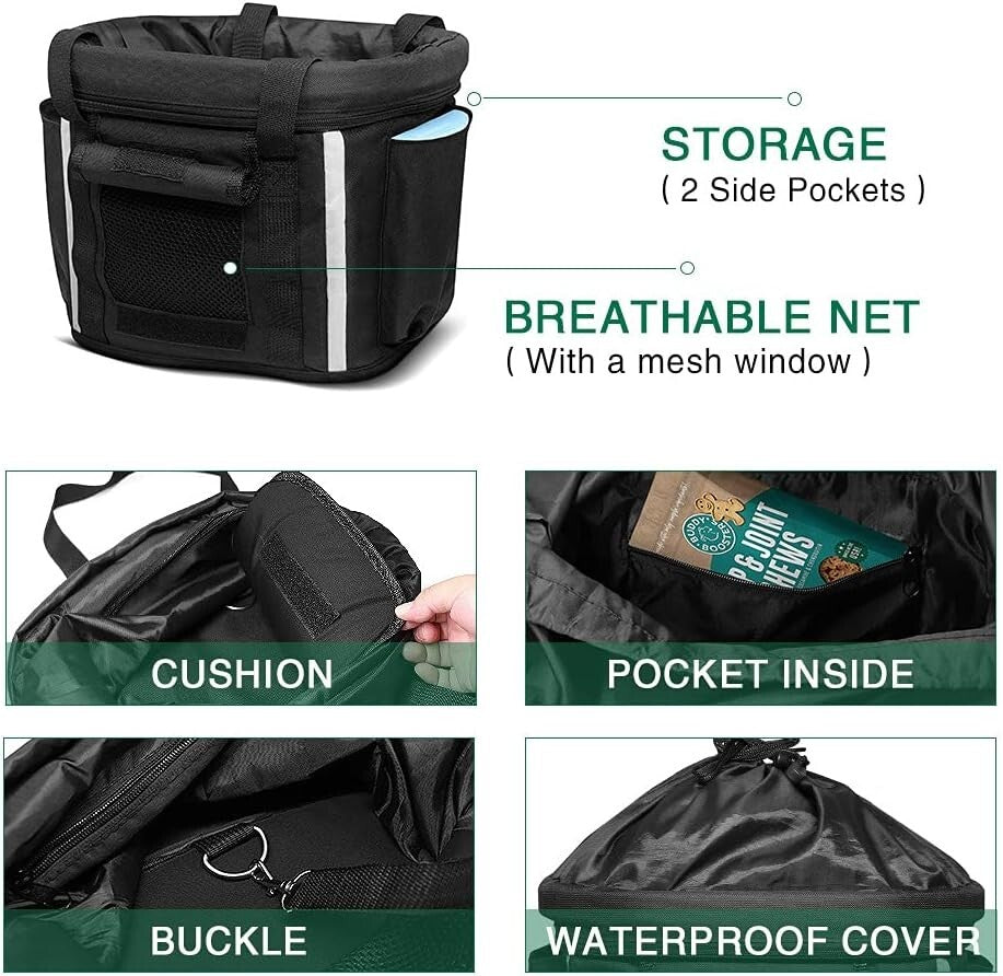 Quick-Release Pet Carrier Bike Basket - Durable, Stylish, and Versatile