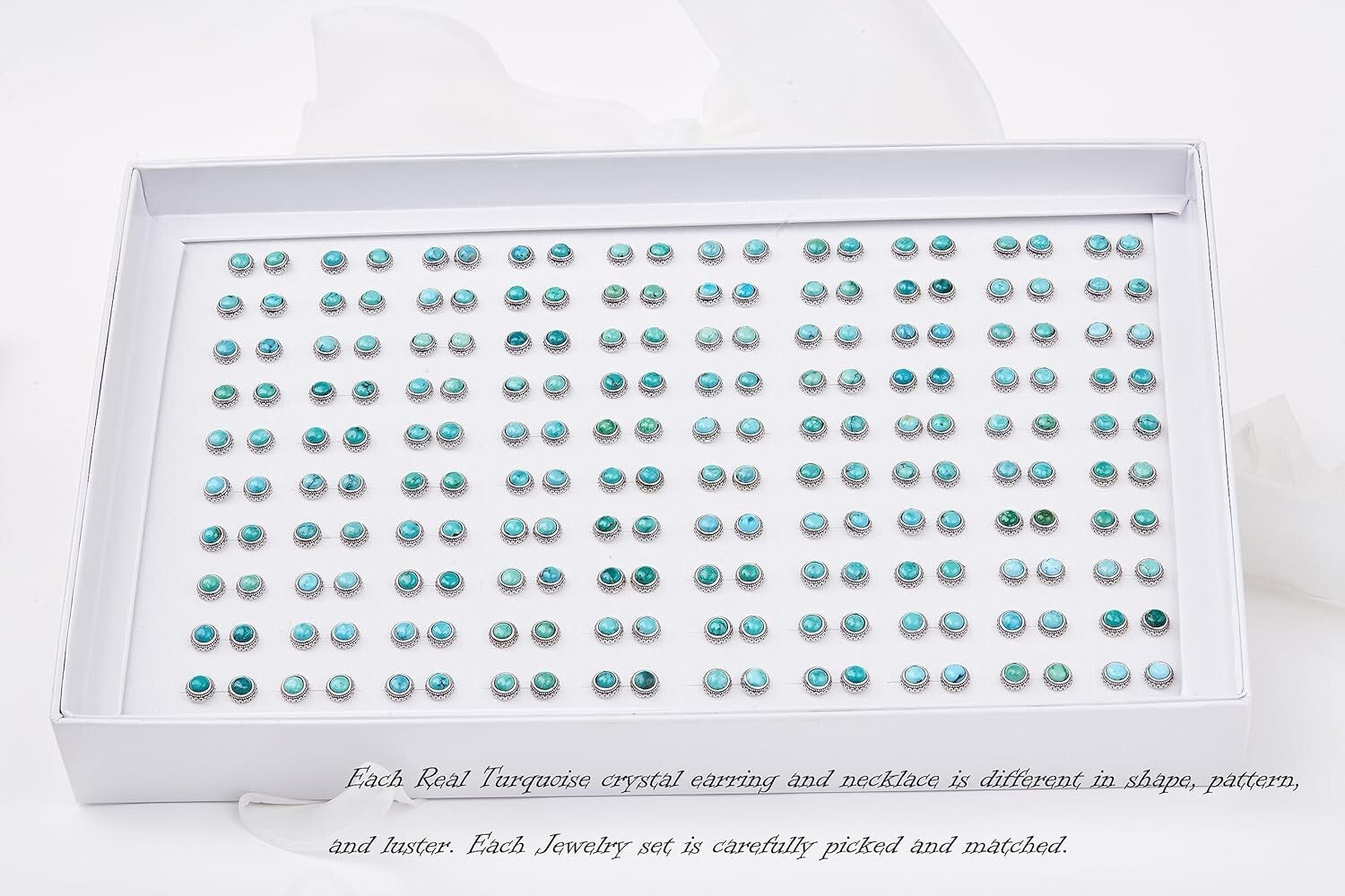 Elegant Turquoise Crystal Jewelry Set | Handmade 925 Silver Necklace & Earrings