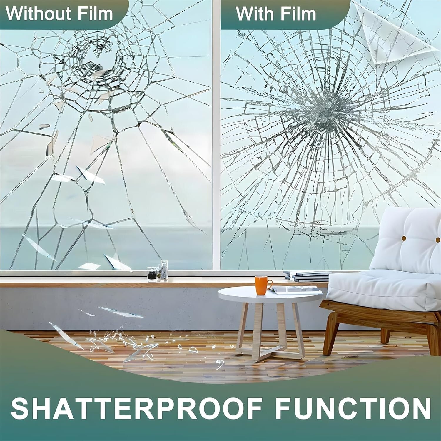 4 Mil Clear Security Window Film - Shatterproof Protection for Homes & Offices