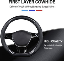 Load image into Gallery viewer, Luxury D-Black Carbon Fiber Steering Wheel Protector for 15" Diameter Wheels