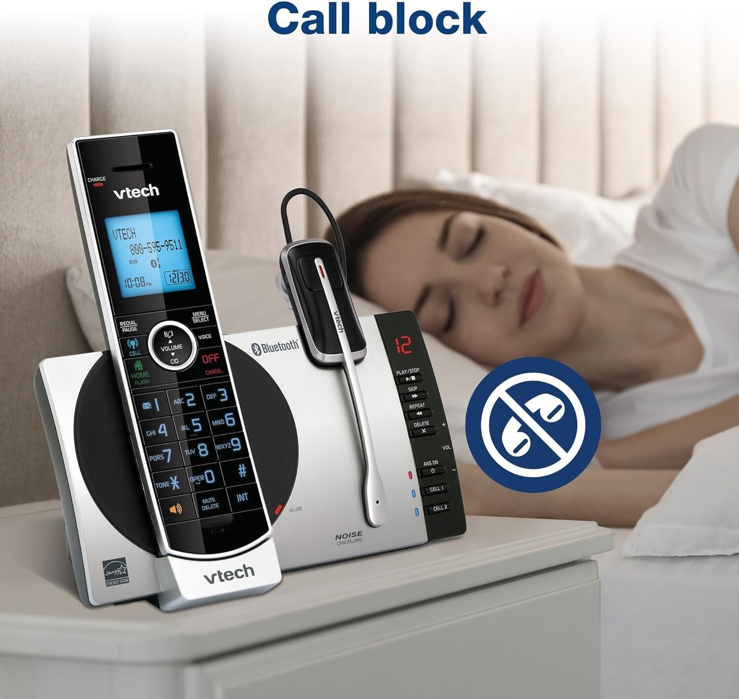 DECT 6.0 Cordless Phone with Bluetooth Headset & Voice-Guided Answering System