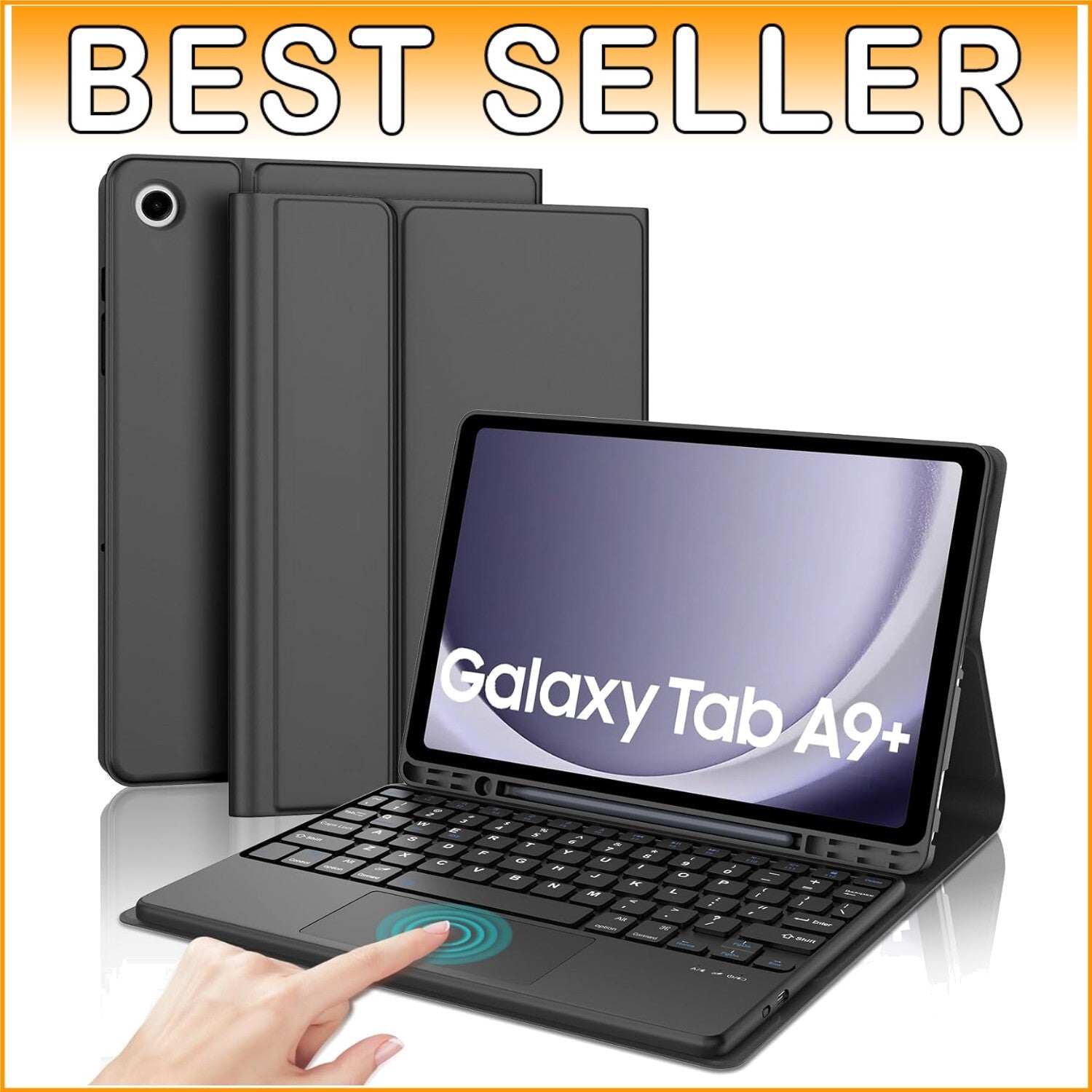 2023 Galaxy Tab A9 Plus 11” Keyboard Case with Adjustable Angles & Battery Saver