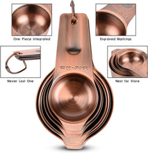 Load image into Gallery viewer, Copper Measuring Cups and Stainless Steel Spoons Set for Perfect Precision