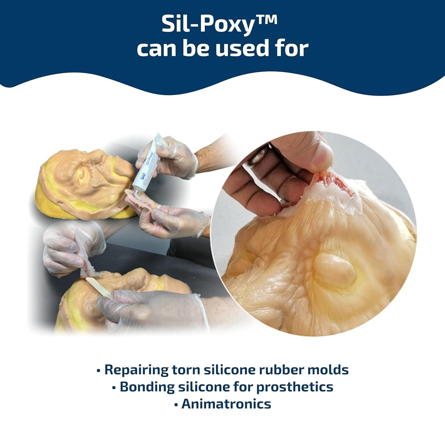 SIL-Poxy 3oz Silicone Rubber Adhesive - Strong, Skin Safe & Weather Resistant