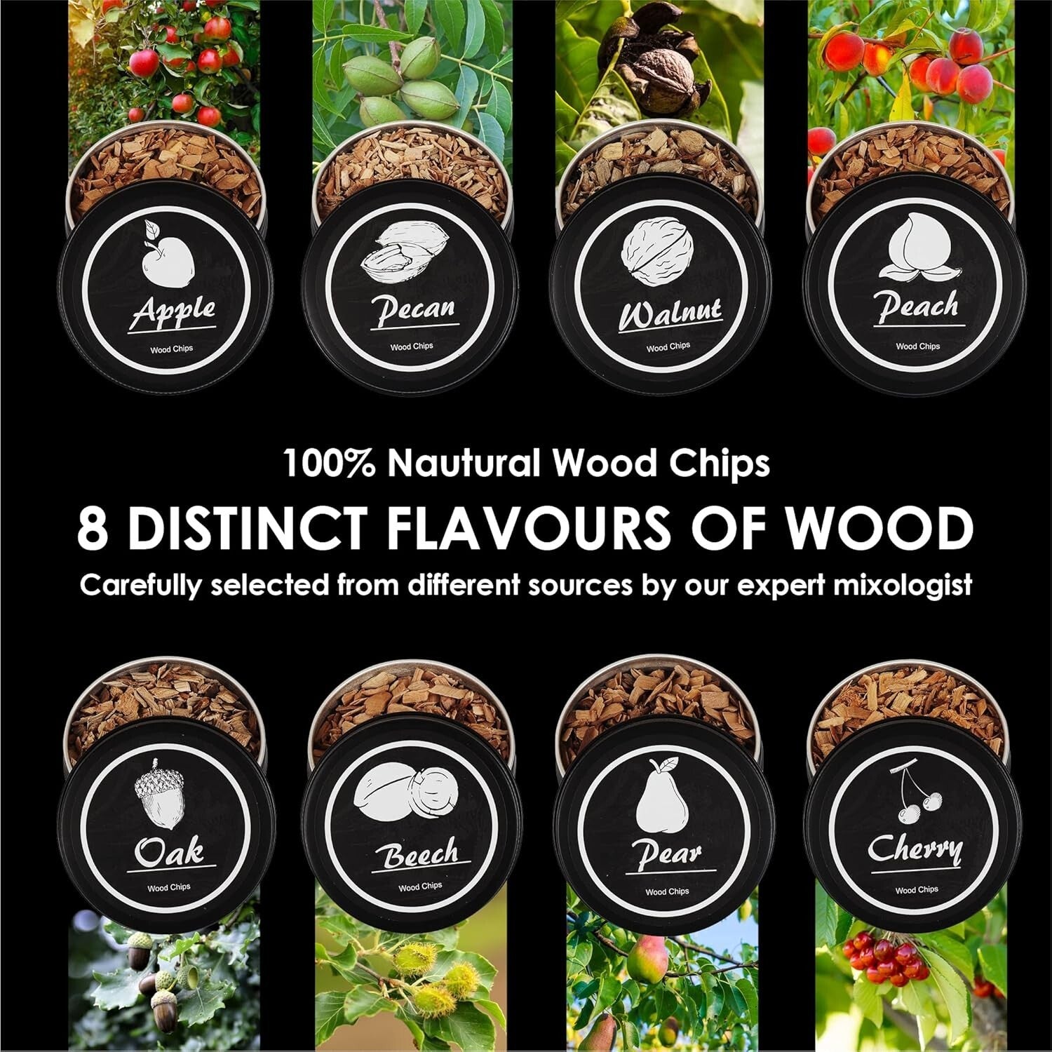 8 Flavor Whiskey Smoker Kit with Wooden Box - Elevate Your Drinking Experience