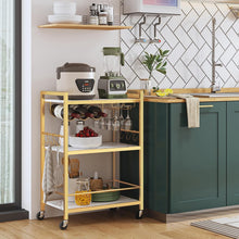 Load image into Gallery viewer, Rustic Marble Gold Rolling Beverage Cart - Perfect for Kitchen and Entertaining