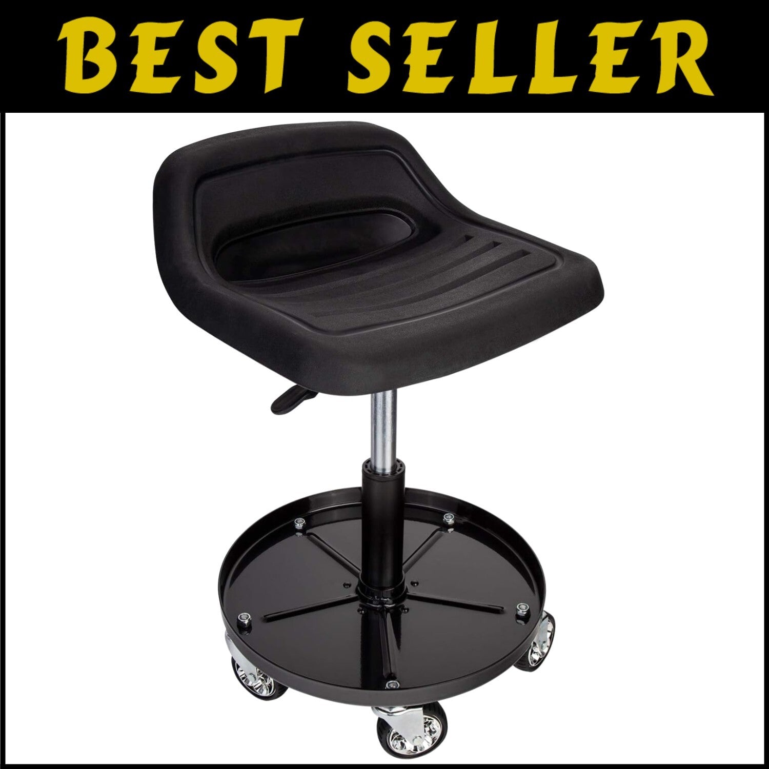 Adjustable 300Lbs Capacity Tractor Seat with Heavy-Duty Casters for Mobility